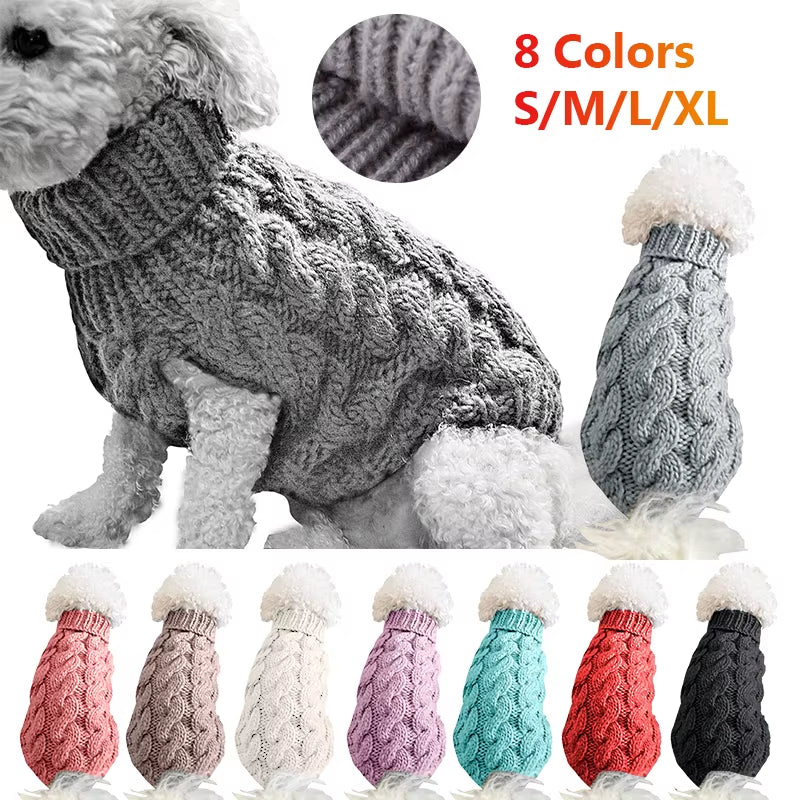 Warm Dog Cat Sweater Clothing Winter Turtleneck Knitted Pet Cat Puppy Clothes Costume for Small Dogs Cats Chihuahua Outfit Vest