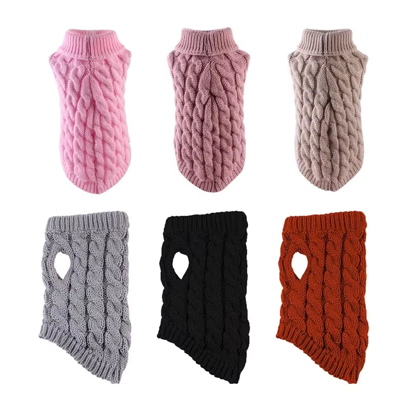 Warm Dog Cat Sweater Clothing Winter Turtleneck Knitted Pet Cat Puppy Clothes Costume for Small Dogs Cats Chihuahua Outfit Vest
