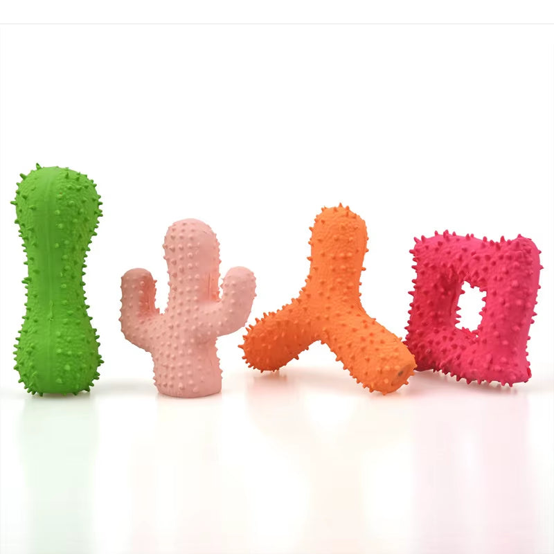 Safety Rubber Puppy Cat Dog Squeaky Toy Cactus Bone Pet Chew Toys for Small Dogs Teeth Cleaning Mascotas Accessories Suppiles